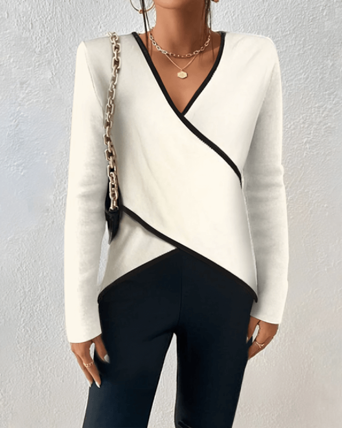 Stylowy sweter damski z dekoltem w serek