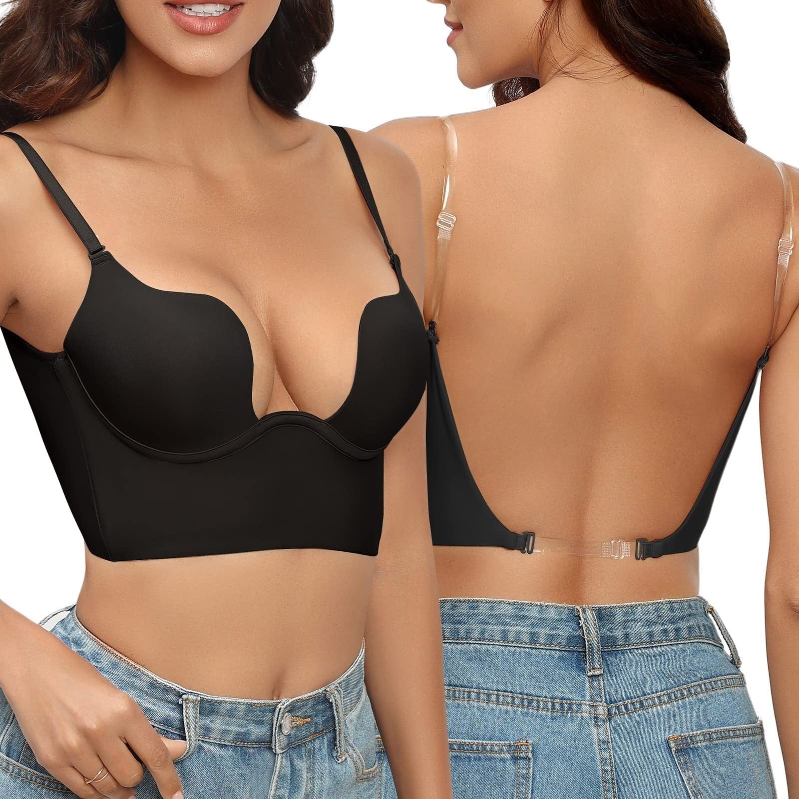 Reggiseno di sostegno senza cuciture e senza schienale – Soluzione modellante senza ferretti con scollo basso