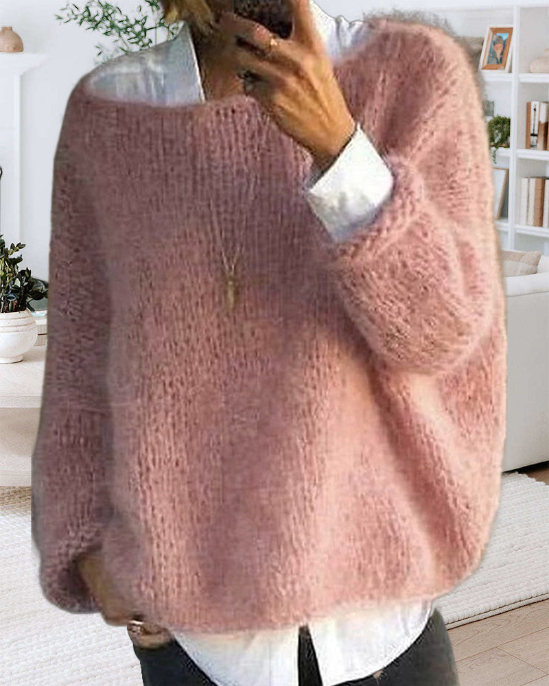 Jersey clásico de punto con hombros descubiertos para mujer