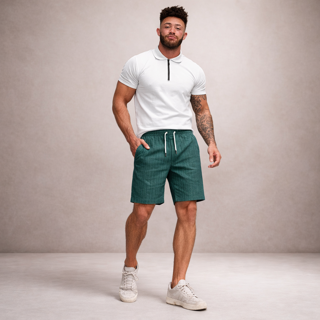 Pantalones cortos de lino para hombre | Pantalones cortos informales de verano, de corte regular y transpirables | Pantalones cortos ligeros de corte holgado para la playa y actividades al aire libre
