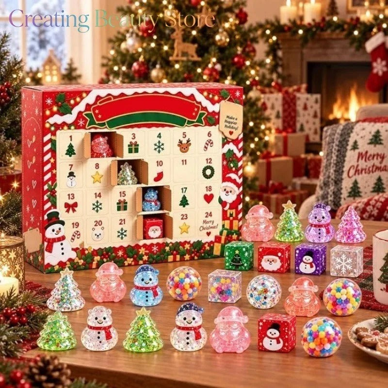 Calendrier de l'Avent « Squishy » de Noël 2026 – Coffret cadeau de 24 jouets « Squishy » en forme de mochi