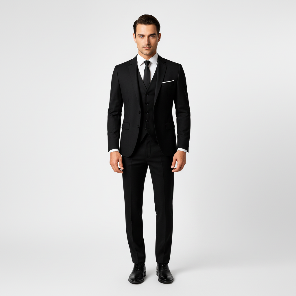 Pánská třídílná sada obleku s sakem, vestou a kalhotami – formální střih slim fit pro svatby, obchodní schůzky a slavnostní příležitosti