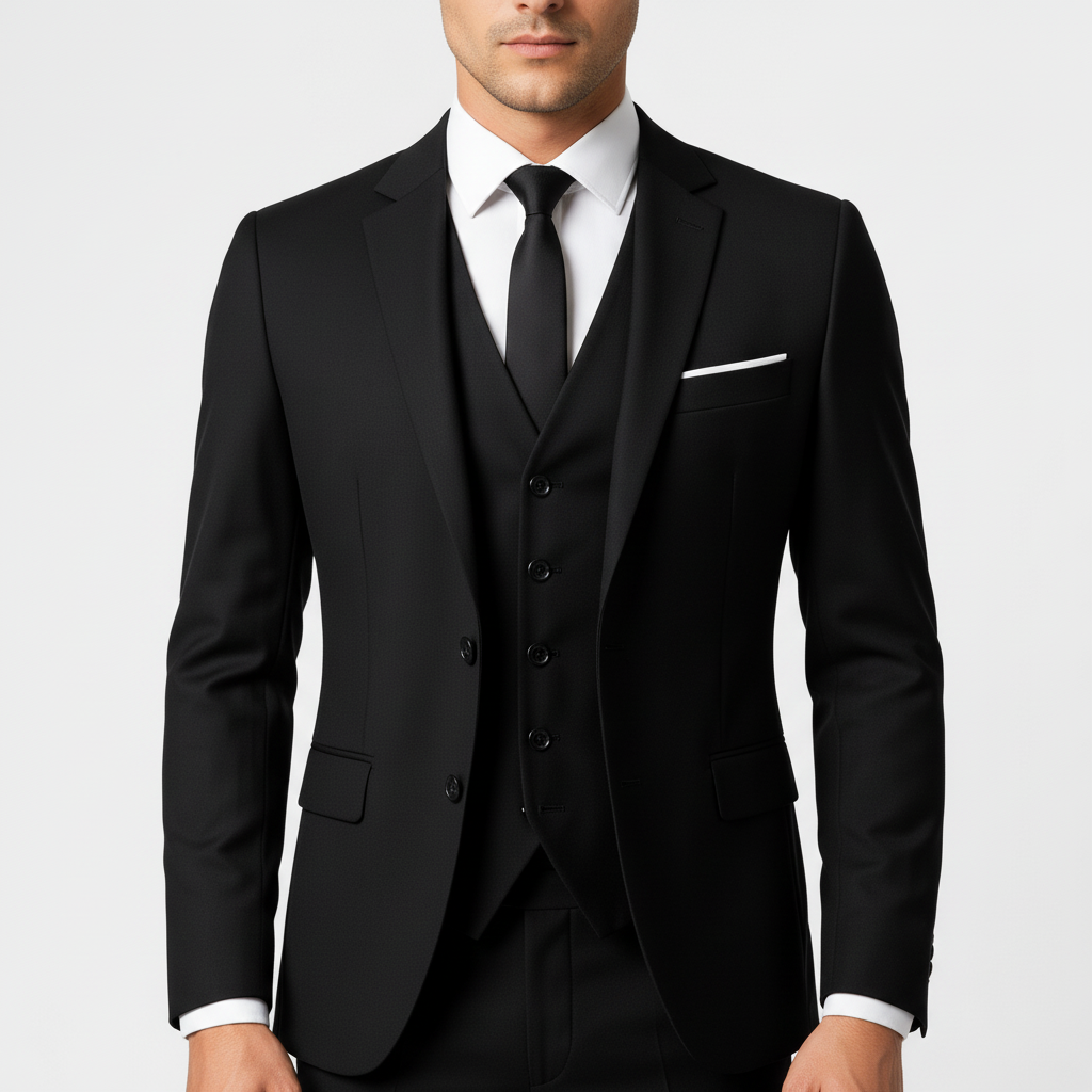 Pánská třídílná sada obleku s sakem, vestou a kalhotami – formální střih slim fit pro svatby, obchodní schůzky a slavnostní příležitosti