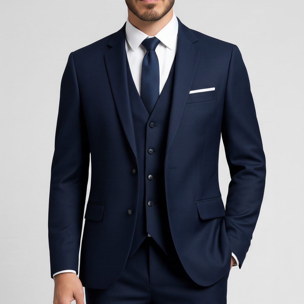 Pánská třídílná sada obleku s sakem, vestou a kalhotami – formální střih slim fit pro svatby, obchodní schůzky a slavnostní příležitosti
