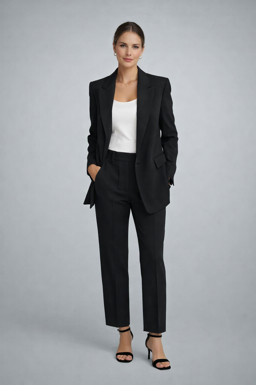 Ensemble blazer et pantalon ajusté pour femme | Costume professionnel de bureau 2 pièces | Ensemble pantalon et veste de travail coupe ajustée
