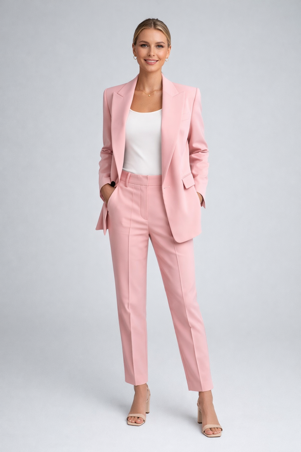 Ensemble blazer et pantalon ajusté pour femme | Costume professionnel de bureau 2 pièces | Ensemble pantalon et veste de travail coupe ajustée