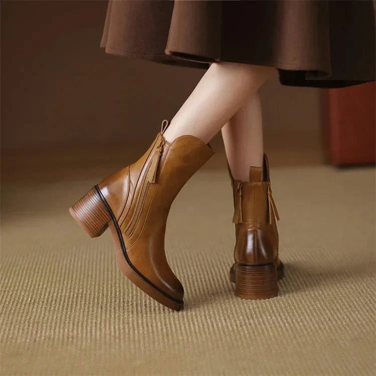 Women's Leather Ankle Boots | Genuine Leather Comfortable Everyday Boots with Padded Insole and Breathable Soft Lining