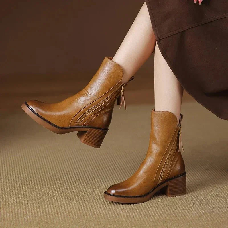 Women's Leather Ankle Boots | Genuine Leather Comfortable Everyday Boots with Padded Insole and Breathable Soft Lining