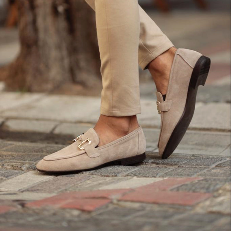 Heren Loafers met Gouden Horsebit Detail en Instapper Neus