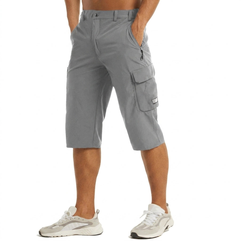 Herr cargoshorts i trekvartslängd med benfickor och dragkedja-Shorts for men-Fjallbarn