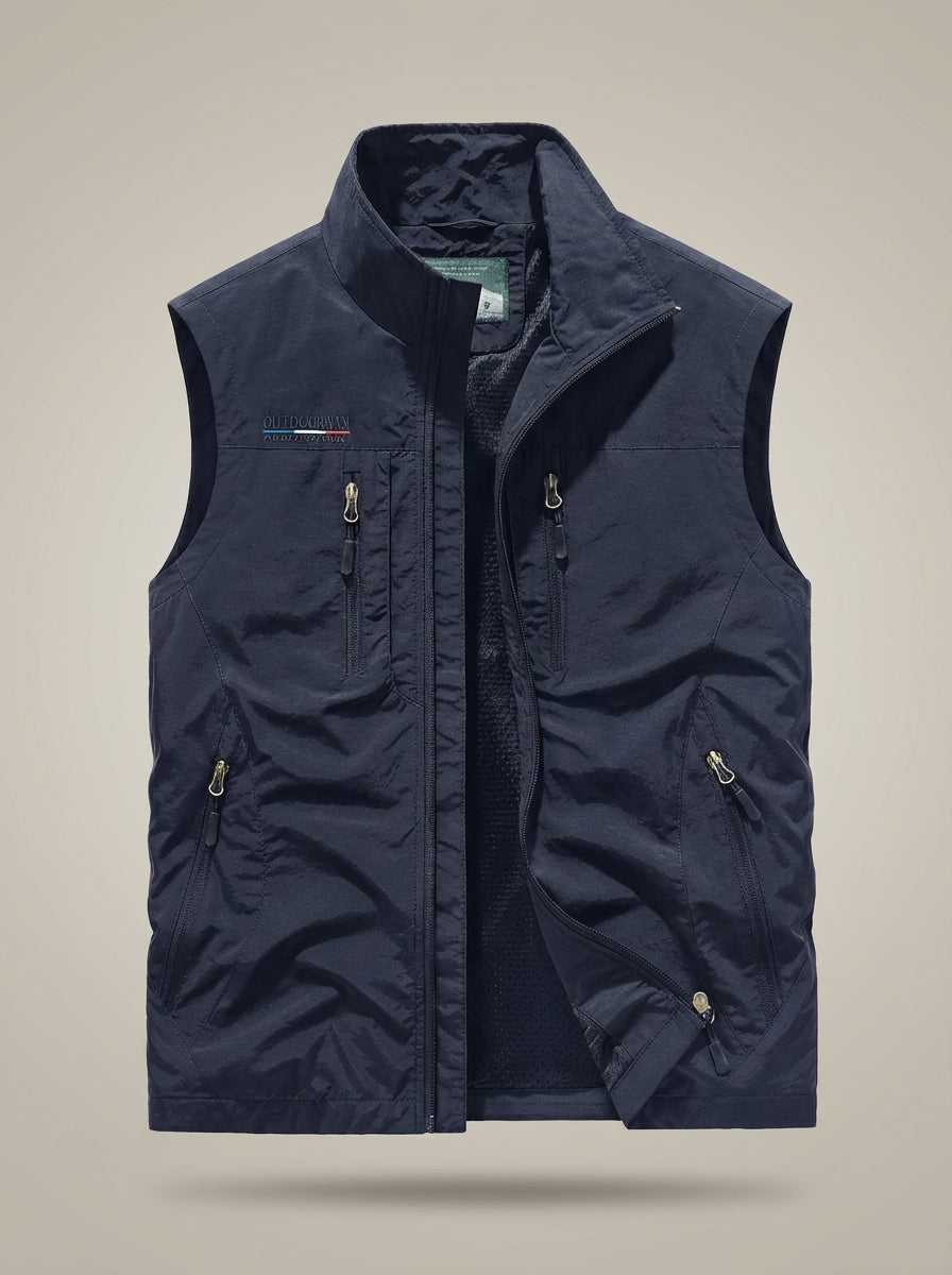 Chaleco ligero de hombre con múltiples bolsillos para actividades al aire libre: chaqueta sin mangas versátil para senderismo, pesca y viajes