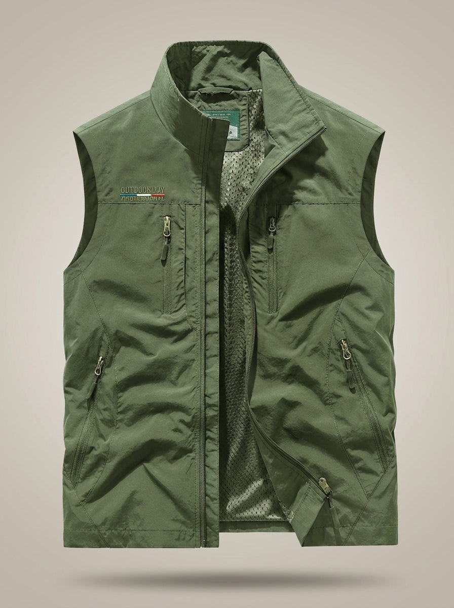 Chaleco ligero de hombre con múltiples bolsillos para actividades al aire libre: chaqueta sin mangas versátil para senderismo, pesca y viajes