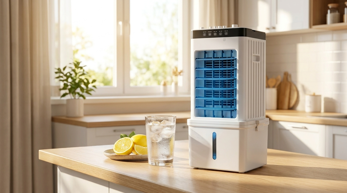 Climatiseur portable 3-en-1 et ventilateur à refroidissement par évaporation avec télécommande : humidificateur et purificateur d'air silencieux et mobile pour la maison et le bureau
