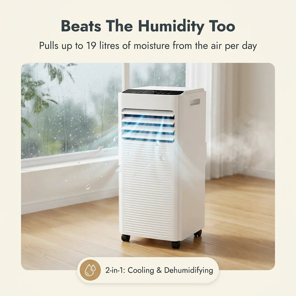 Aire acondicionado portátil con deshumidificador y ventilador de 9.000 BTU para el verano
