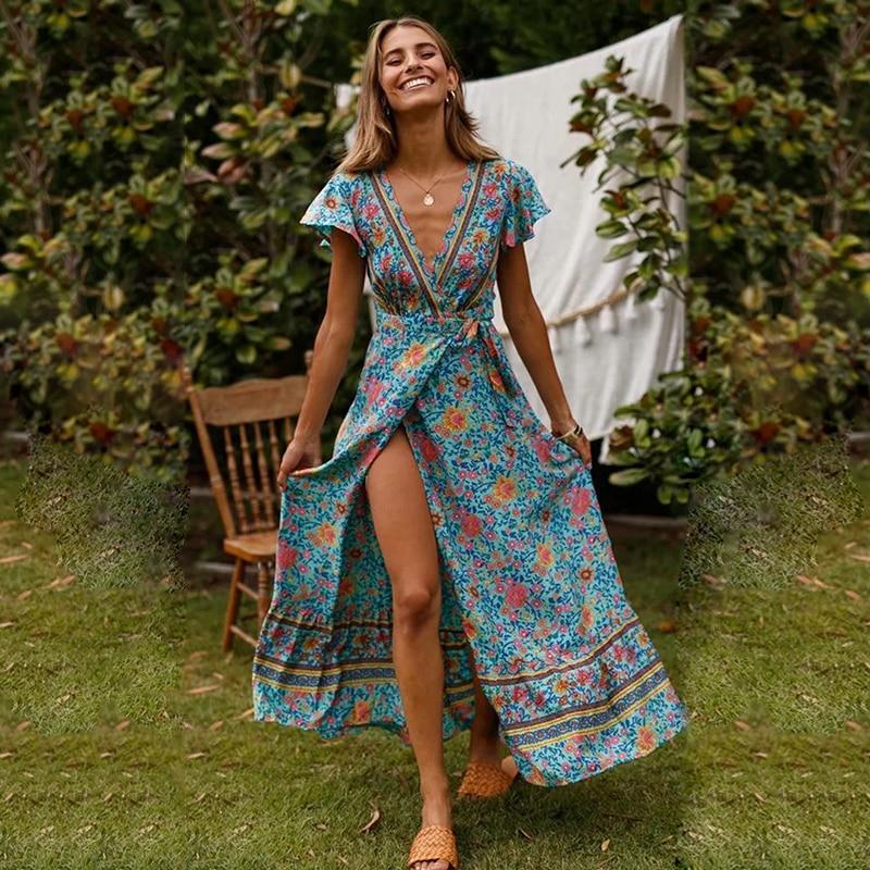 Ibiza Maxi Jurk Met Hoge Split