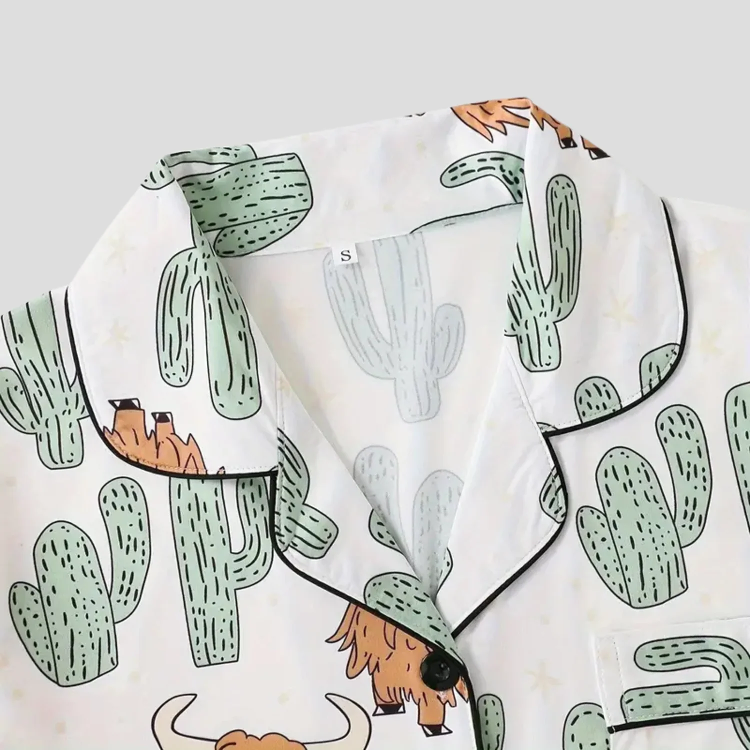 Σετ πιτζάμας για γυναίκες με μοτίβο «Highland Cow Cactus»