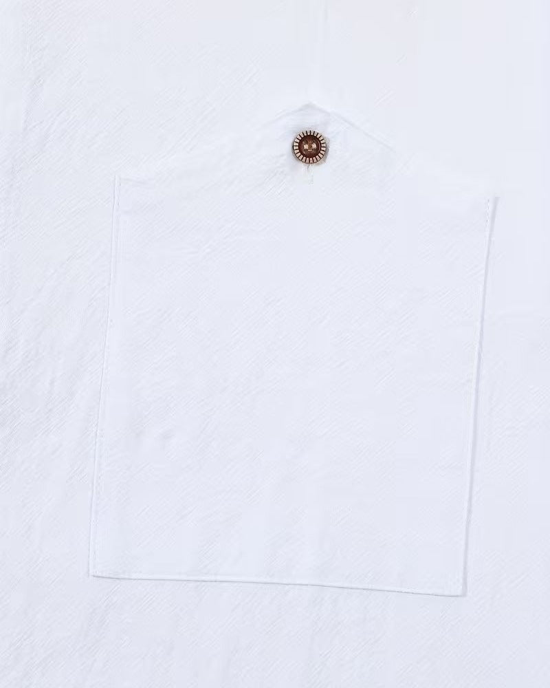 Camisa informal de manga larga para hombre | Camisa vintage transpirable con botones y cuello con solapas | Prenda ligera con textura para el día a día
