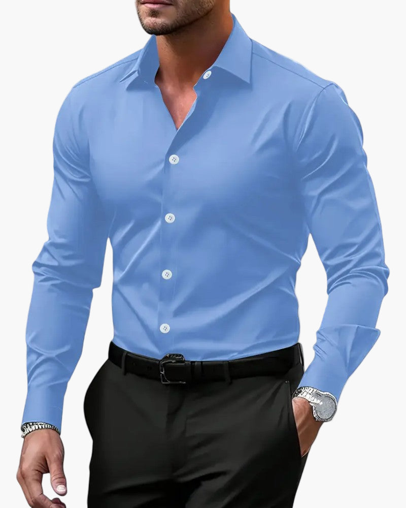 Pánská kancelářská košile s dlouhým rukávem | Košile v business-casual stylu s klasickým límečkem a zapínáním na knoflíky, vhodná do práce i na schůzky | Profesionální střih
