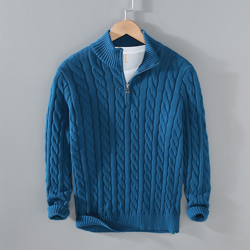 Quarter Zip Cable Knit Sweater for Men - Image 8