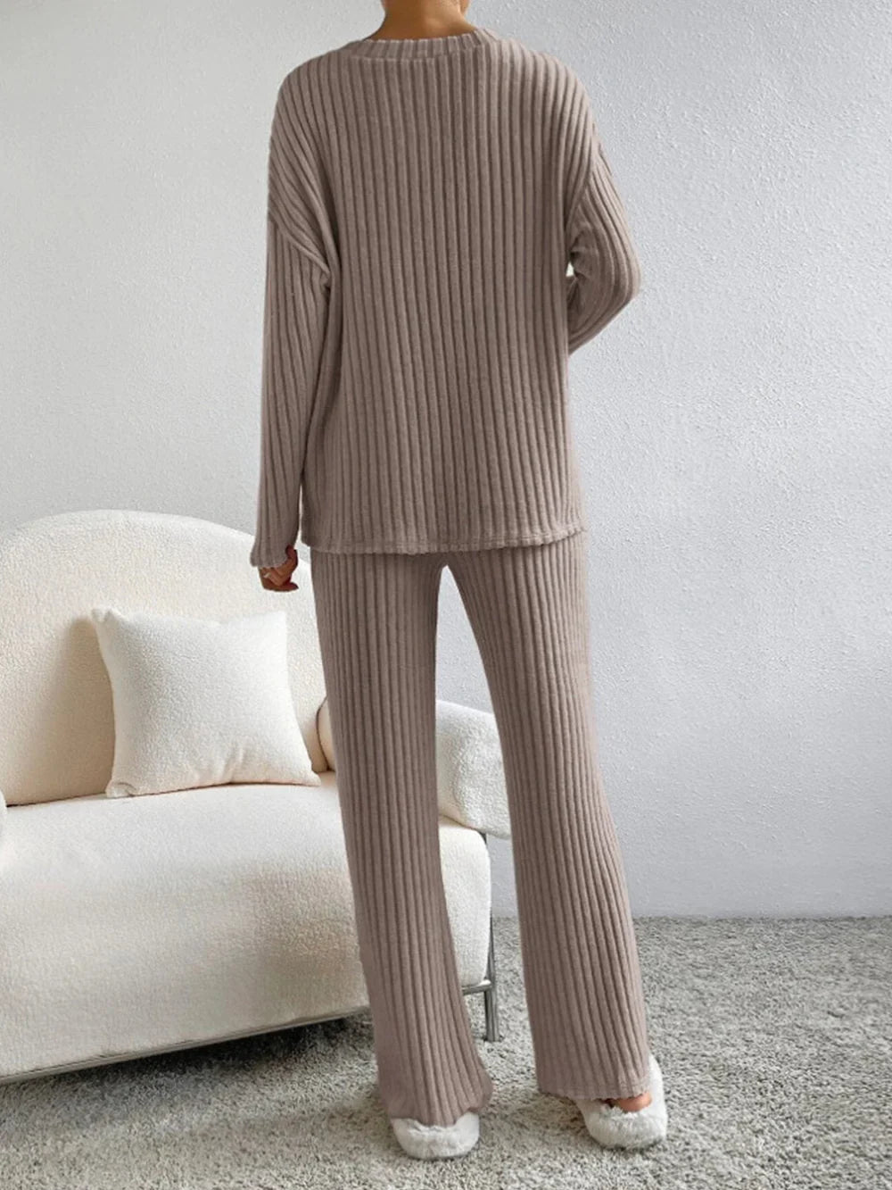 V-Neck Ribbed Knit Sweater for Women - Image 8