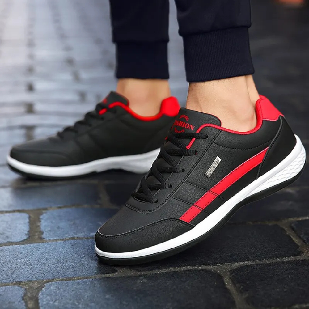 Men's Orthopedic Leather Sneakers | Supportive Walking Shoes with Breathable Lining and Lace-Up Closure for Daily Comfort