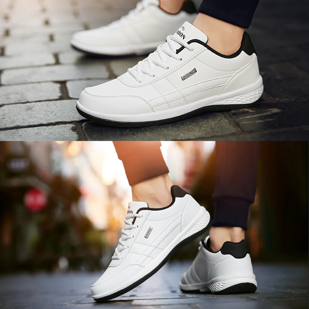 Men's Orthopedic Leather Sneakers | Supportive Walking Shoes with Breathable Lining and Lace-Up Closure for Daily Comfort