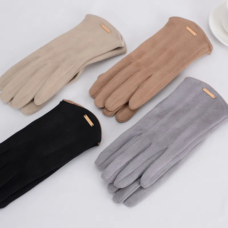 Guantes clásicos de ante con forro de cachemira