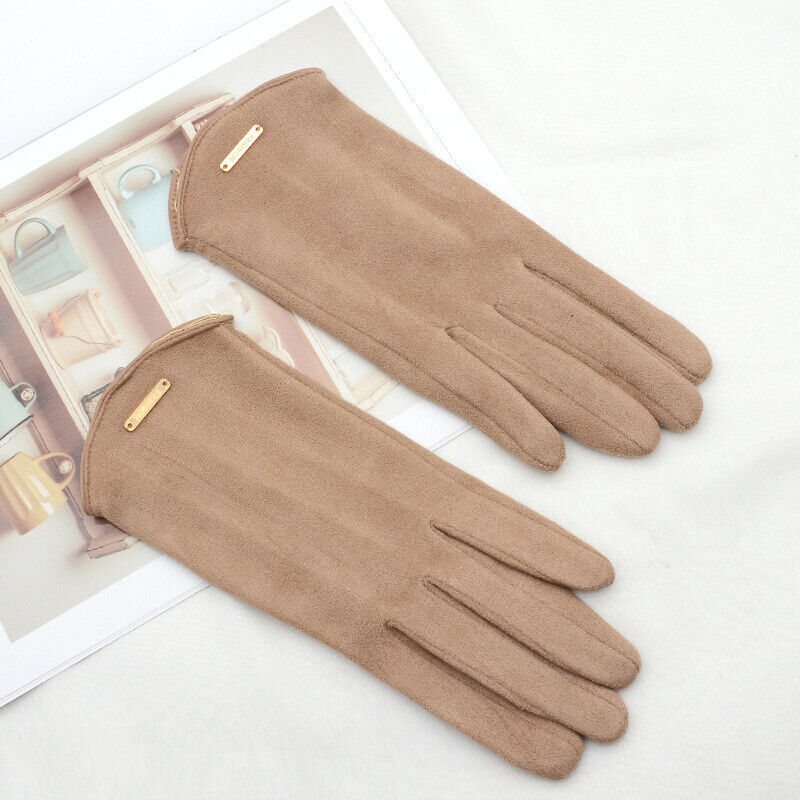 Guantes clásicos de ante con forro de cachemira