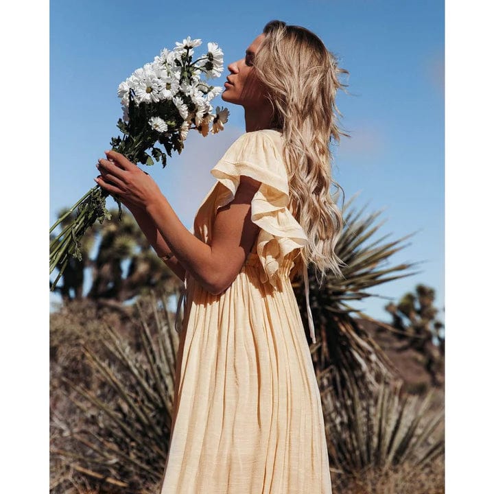 Maxi Crème Kleurige Ibiza Jurk