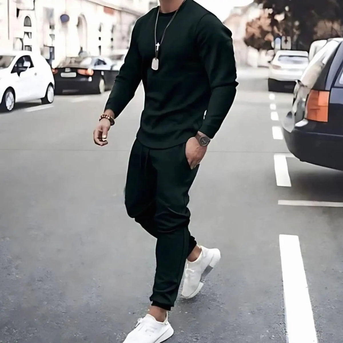 Men's Casual Long-Sleeve Two Piece Tracksuit Jogger Set