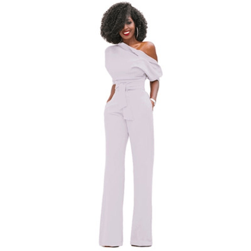 Women's Off-Shoulder Jumpsuit | Adjustable Waistband