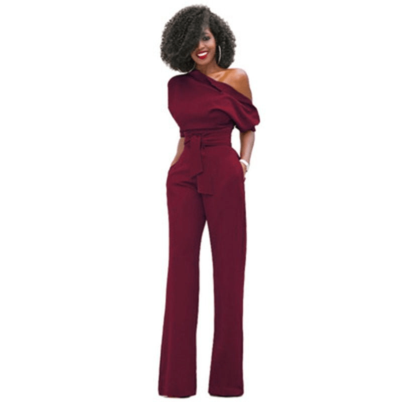 Women's Off-Shoulder Jumpsuit | Adjustable Waistband