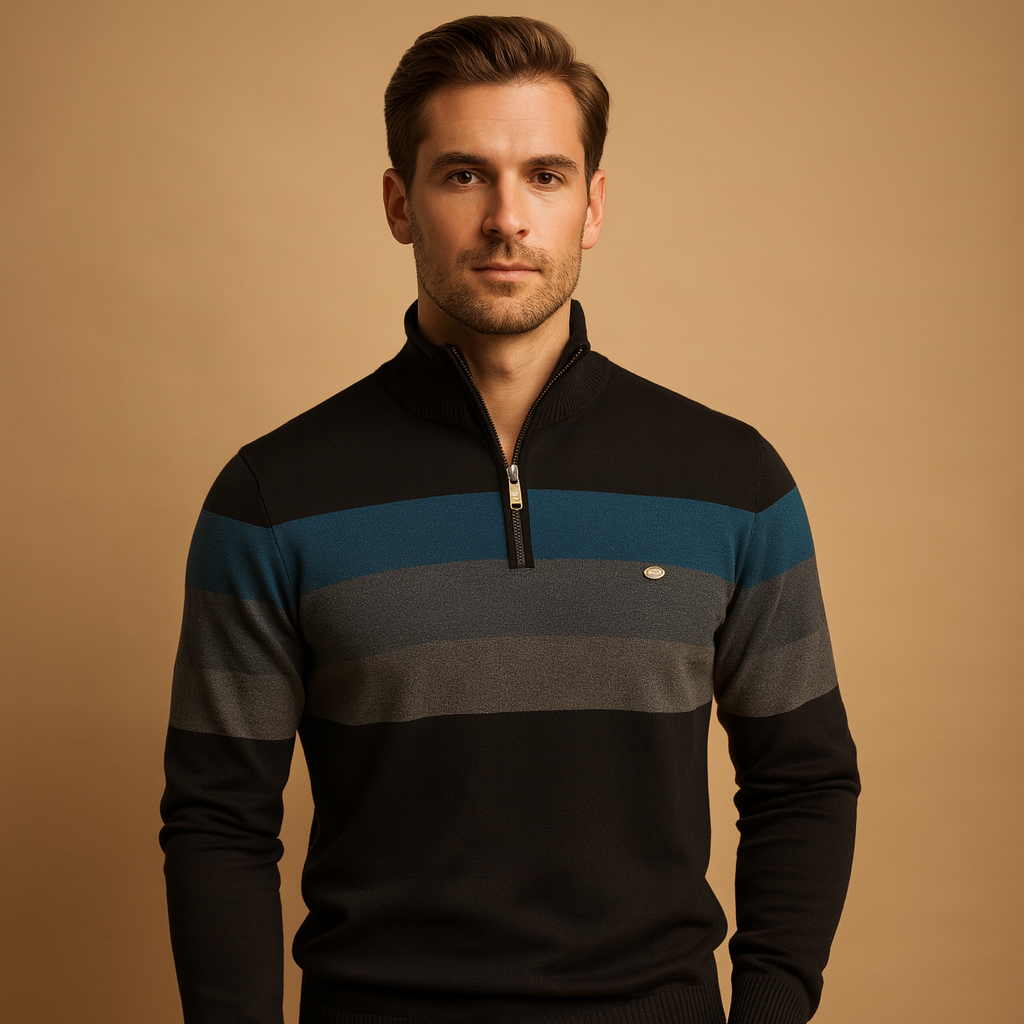 Striped Half-Zip Sweater for Men - Image 5