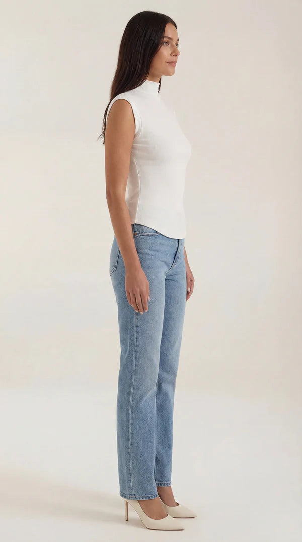 Jersey de cuello alto acanalado para mujer