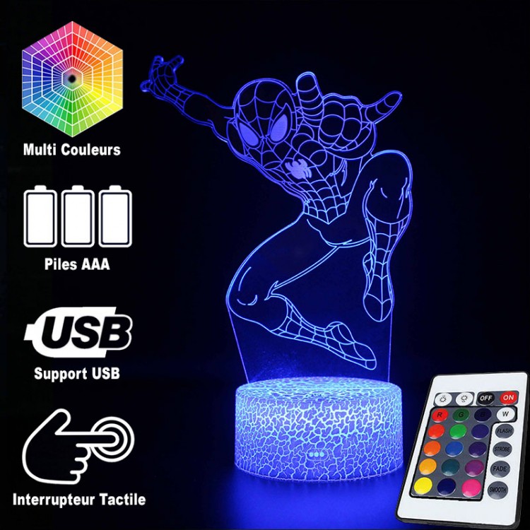 Lampa LED 3D Spider-Man | Lampka nocna z motywem superbohatera do sypialni dziecięcej i biurka do gier | Ozdobna lampka z postaciami z uniwersum Marvela