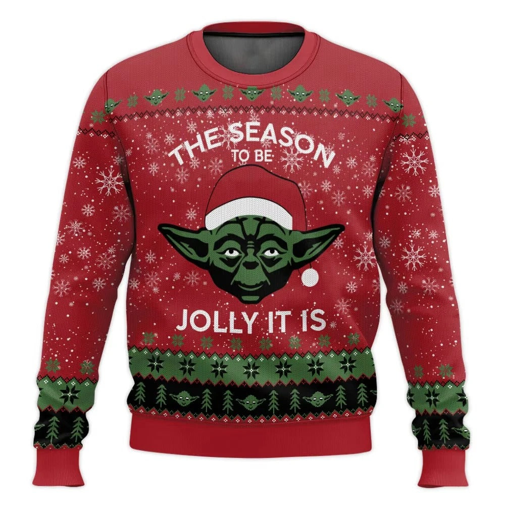 Unisex Christmas Sweater – Cute Character Print Knit Pullover with Festive Patterns