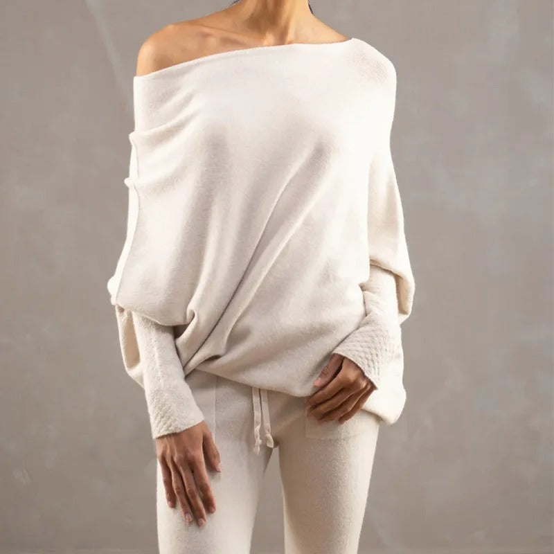 Jersey asimétrico | Mezcla de cachemira | Elegante y cómodo