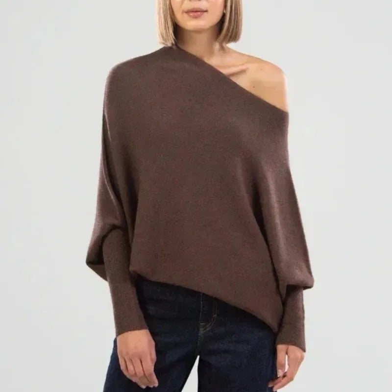 Jersey asimétrico | Mezcla de cachemira | Elegante y cómodo