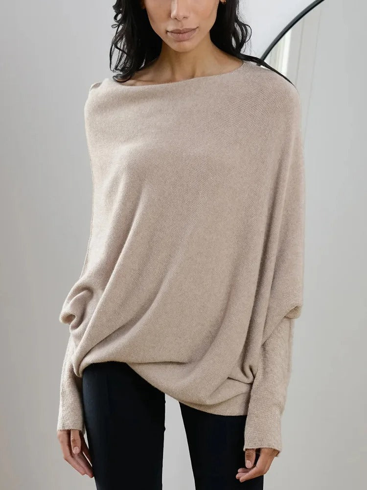 Jersey asimétrico | Mezcla de cachemira | Elegante y cómodo
