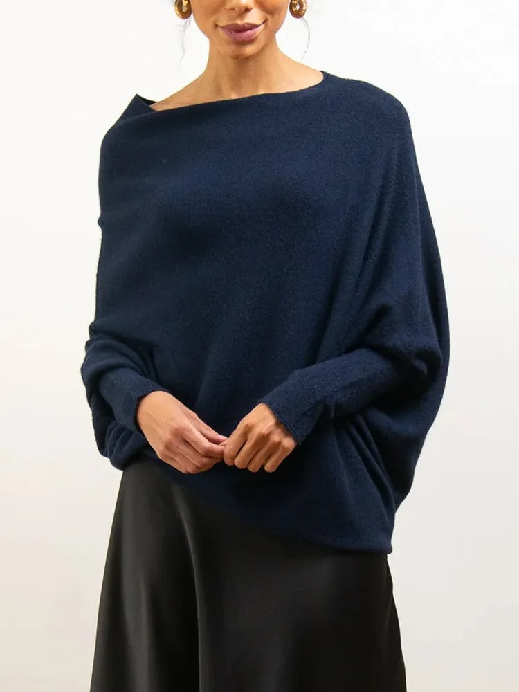 Jersey asimétrico | Mezcla de cachemira | Elegante y cómodo
