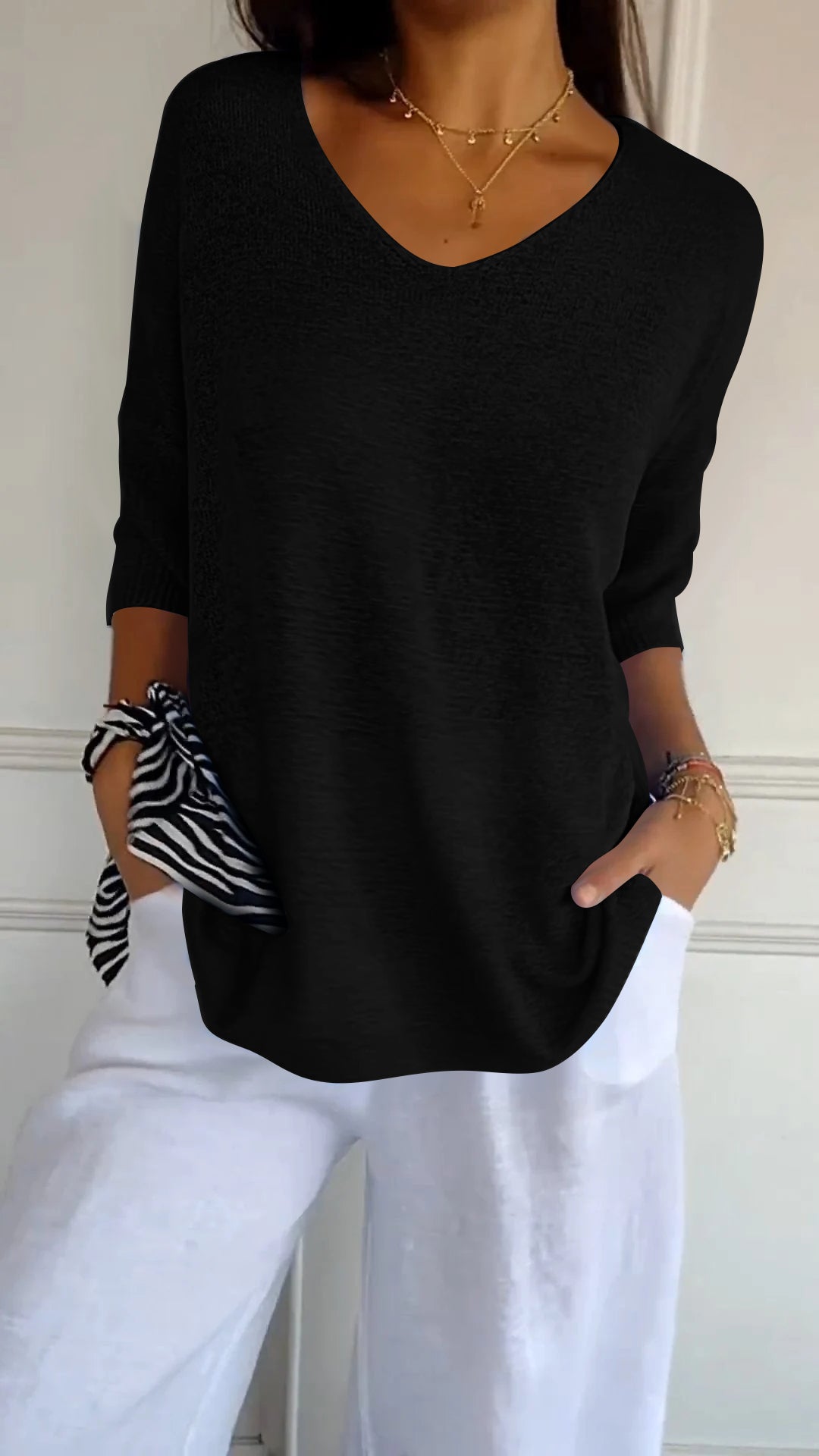 Image of Women's ¾ Sleeve V-Neck Top