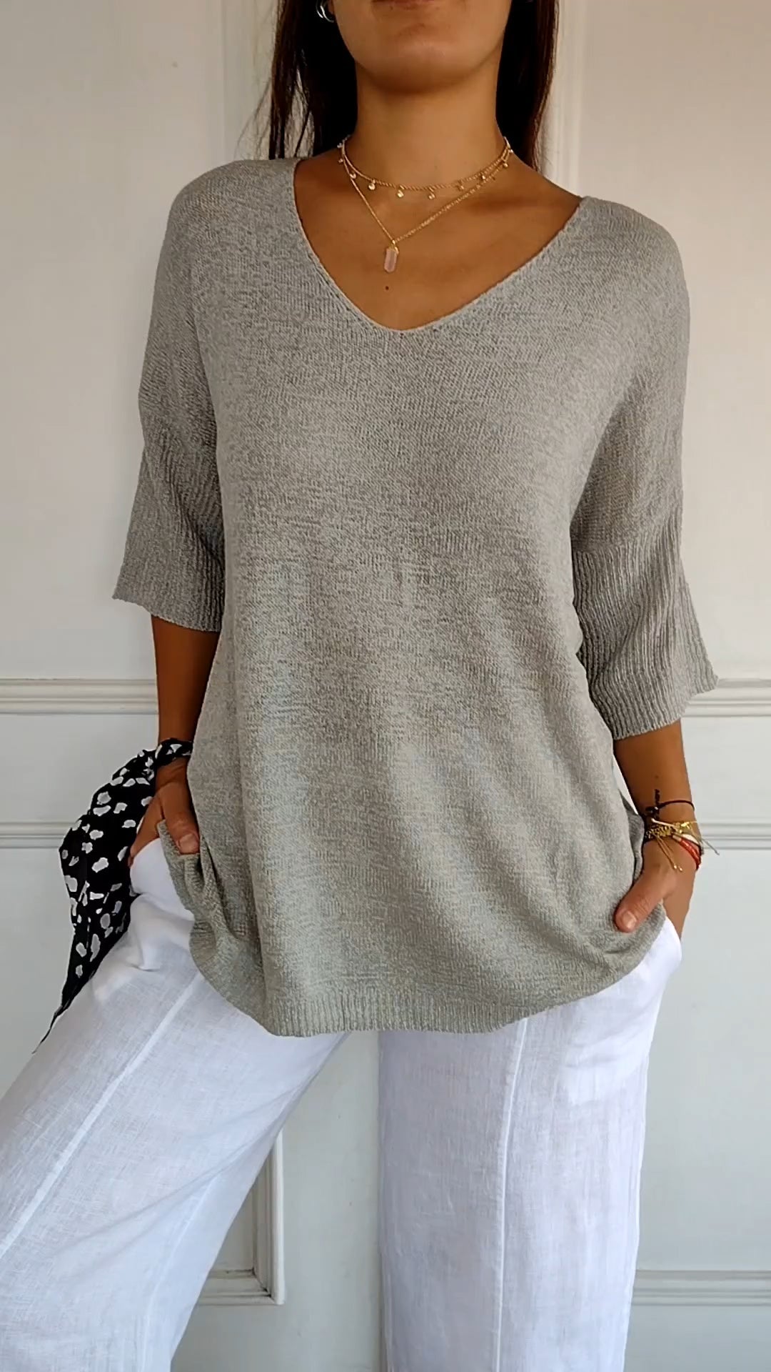 Image of Women's ¾ Sleeve V-Neck Top