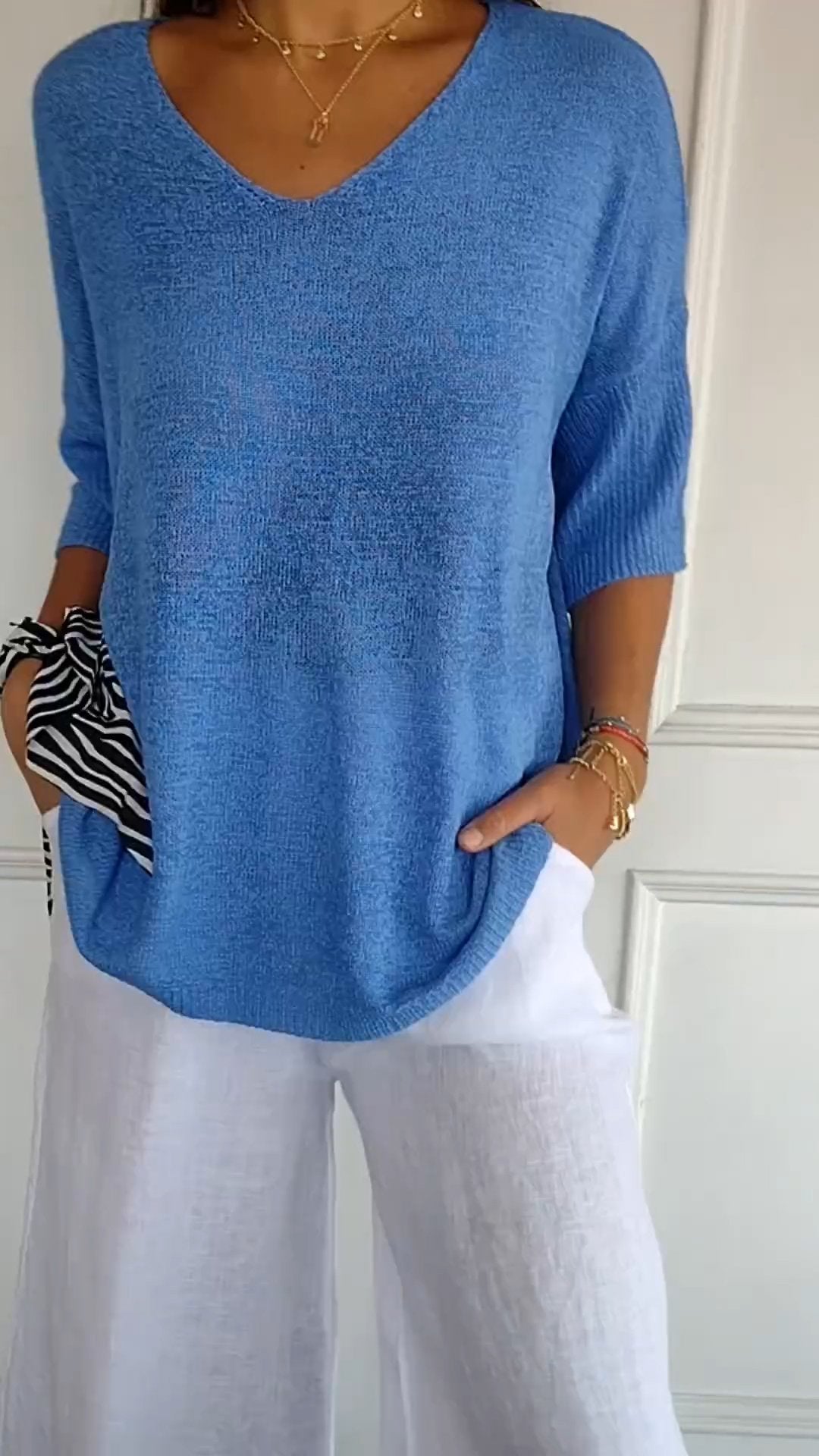 Image of Women's ¾ Sleeve V-Neck Top