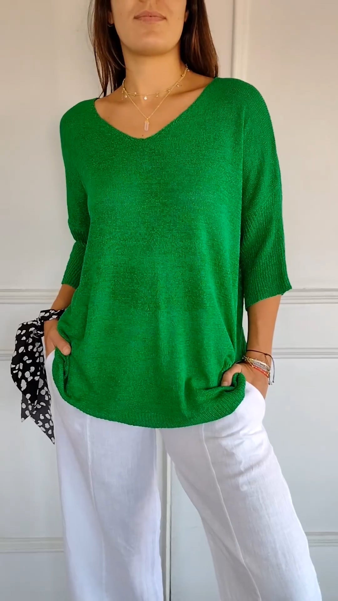 Image of Women's ¾ Sleeve V-Neck Top