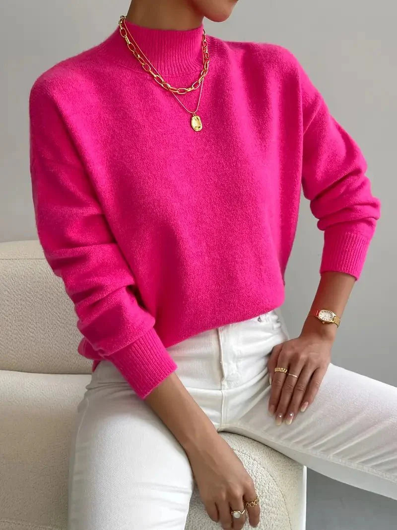 Image of Women's Mock Neck Ribbed Knit Sweater
