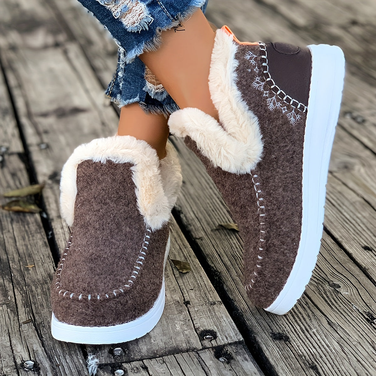 Image of Women's Slip-on Faux Fur Slippers
