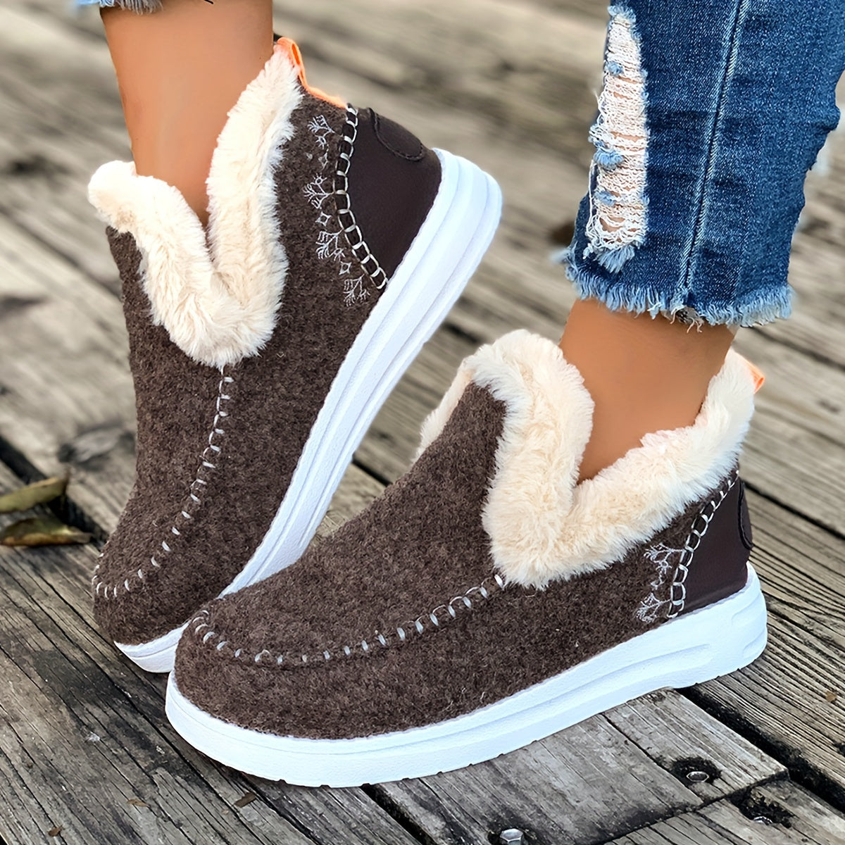 Image of Women's Slip-on Faux Fur Slippers