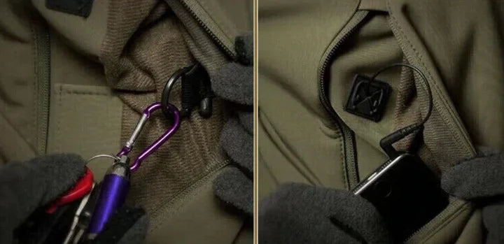 Waterproof women's set: hooded jacket, cargo trousers. Features multiple pockets and durable fabric.