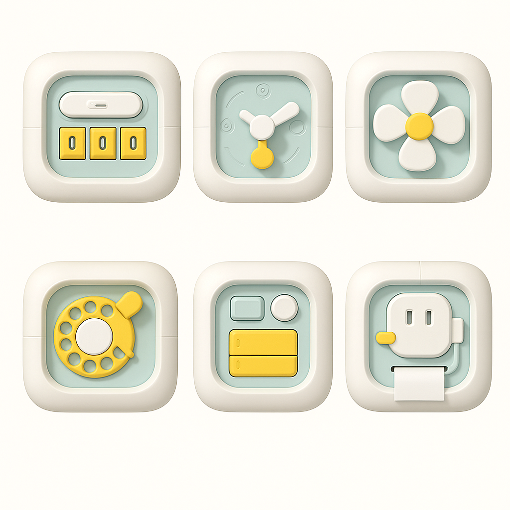 6 az 1-ben Montessori Sensory Busy Board oktatási játékkocka gyerekeknek