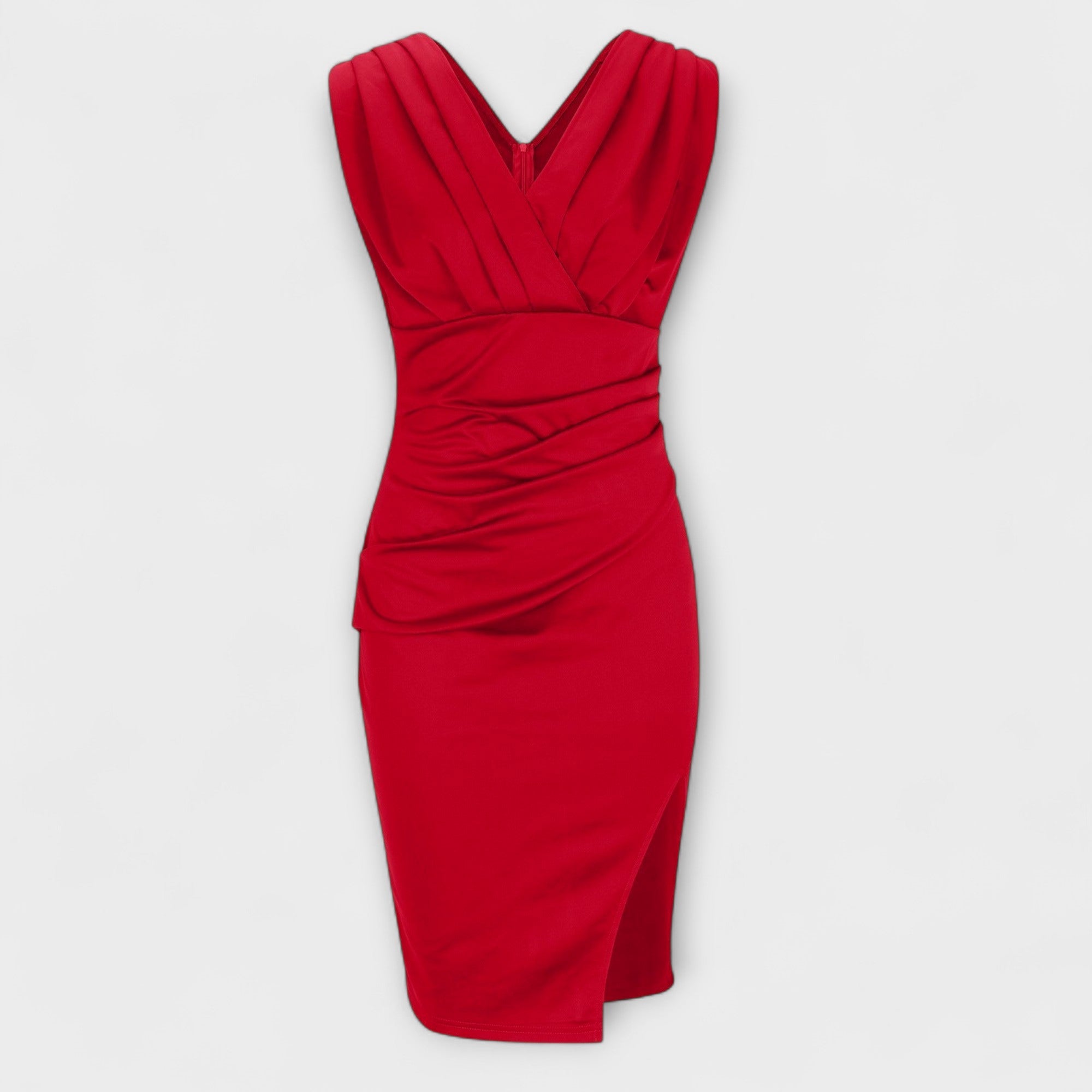 Vestido de mujer con cuello en V y abertura lateral alta | Suave y transpirable
